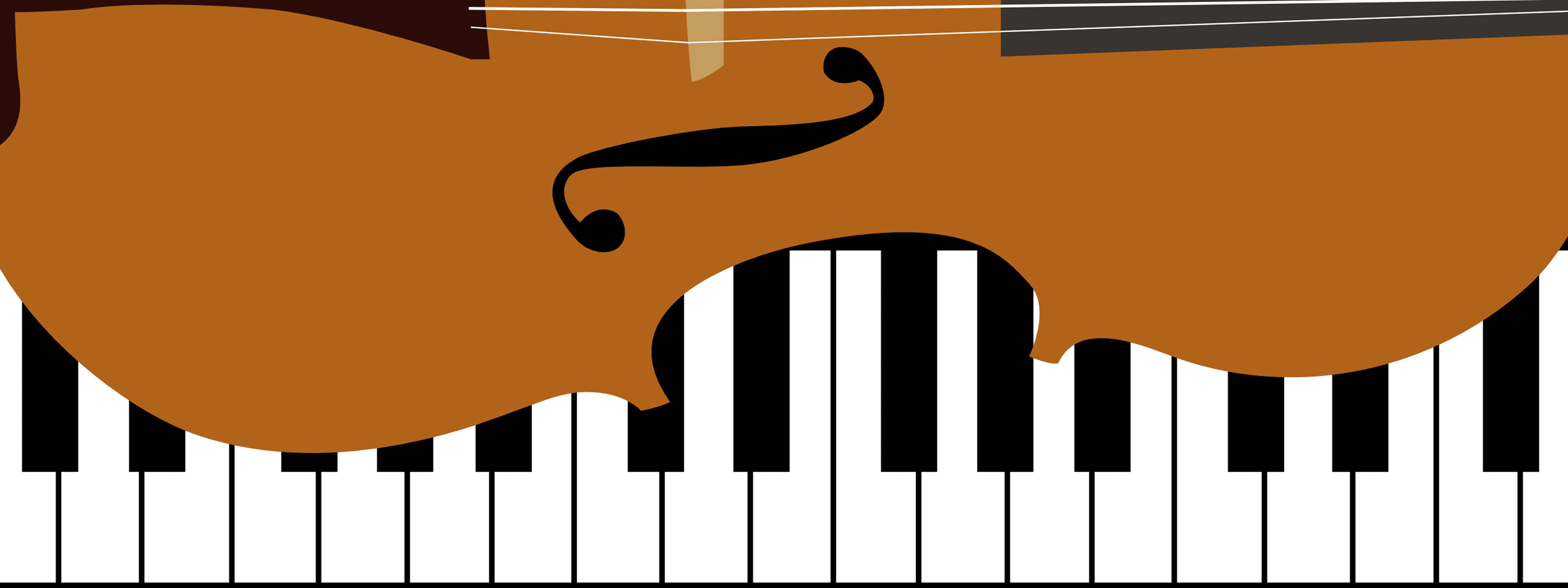 Piano keyboard with violin